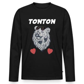 Tonton Ours Idée Cadeau Homme Oncle - T-shirt manches longues Premium bio Homme - noir - Devant - Nico (187cm)