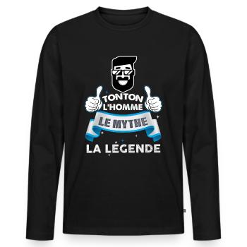 Dein Bart der Mann der Mythos die Legende - Männer Premium Bio Langarmshirt - Schwarz - Vorne - Nico (187cm)