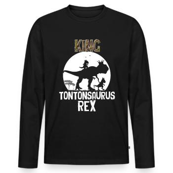 Tontonsaurus Humour Tonton Idée Cadeau Homme - T-shirt manches longues Premium bio Homme - noir - Devant - Nico (187cm)