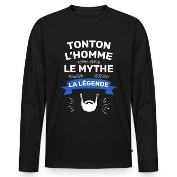 Tonton Une Légende Exceptionnelle - T-shirt manches longues Premium bio Homme - noir - Devant - Nico (187cm)