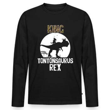 King Tontonsaurus Rex Cadeau Tonton Dinosaure - T-shirt manches longues Premium bio Homme - noir - Devant - Nico (187cm)
