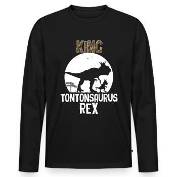 Tonton King tontonsaurus Rex Cadeau Oncle - T-shirt manches longues Premium bio Homme - noir - Devant - Nico (187cm)