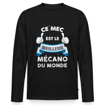 Ce mec Super Mécano A Offrir Homme, Papa - T-shirt manches longues Premium bio Homme - noir - Devant - Nico (187cm)
