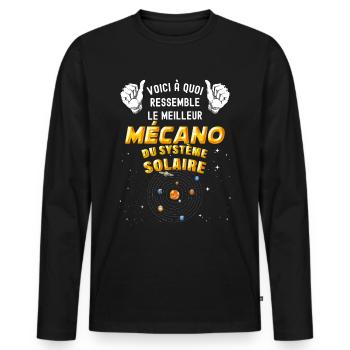 Meilleur Mécano de la Galaxie Mécanicien - T-shirt manches longues Premium bio Homme - noir - Devant - Nico (187cm)