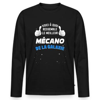 Meilleur mécano de la galaxie Mécanicien - T-shirt manches longues Premium bio Homme - noir - Devant - Nico (187cm)