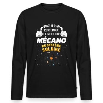 Mécano de la galaxie Cadeau Original Homme Garage - T-shirt manches longues Premium bio Homme - noir - Devant - Nico (187cm)