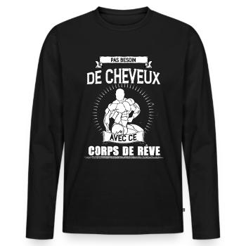 Ce Corps De Reve Citation Homme Chauve - T-shirt manches longues Premium bio Homme - noir - Devant - Nico (187cm)