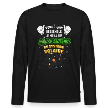 Meilleur Jardinier Du systeme Solaire Cadeau Homme - T-shirt manches longues Premium bio Homme - noir - Devant - Nico (187cm)