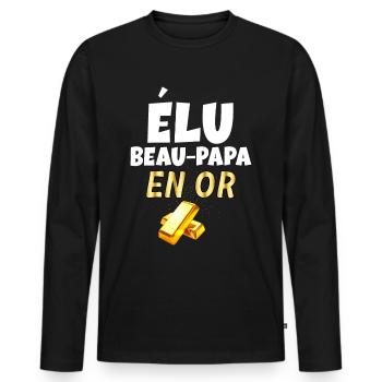 Elu Beau Papa En Or Humour Lingot - T-shirt manches longues Premium bio Homme - noir - Devant - Nico (187cm)