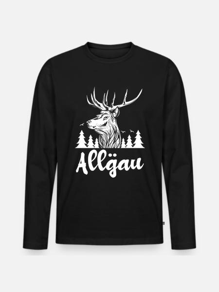 Allgäu - Männer Premium Bio Langarmshirt - Schwarz