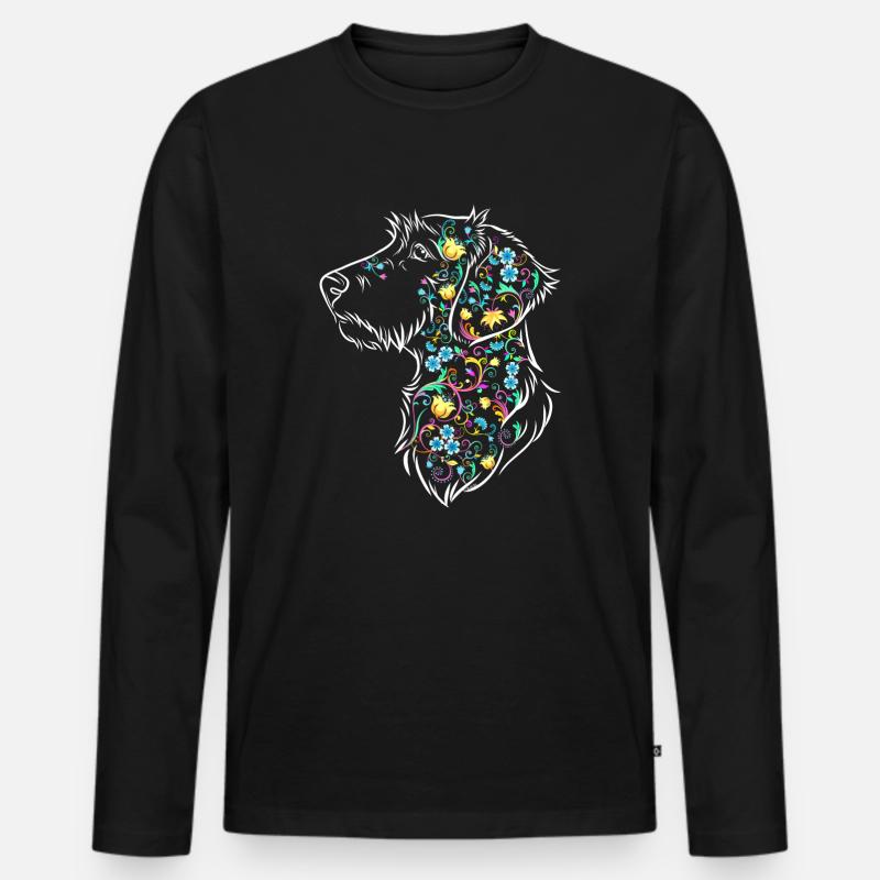 Blume Dachs WH - Männer Premium Bio Langarmshirt - Schwarz