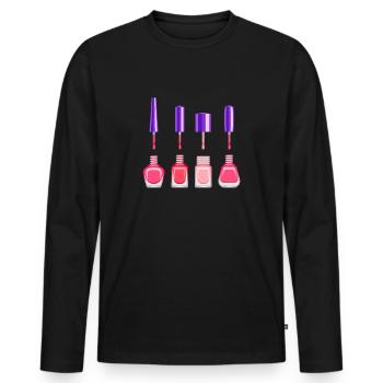 Vernis à ongles ongles manucure ongles design - T-shirt manches longues Premium bio Homme - noir - Devant - Nico (187cm)