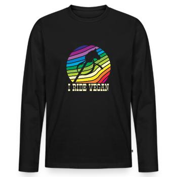 I Ride Vegan hobbyhorse horseman riding horse - Men's Premium Organic Long Sleeve Shirt - black - Front - Nico (187cm)