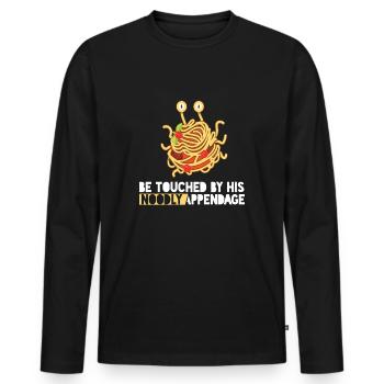 Touched By His Noodly Appendage Spaghetti Monster - Männer Premium Bio Langarmshirt - Schwarz - Vorne - Nico (187cm)