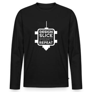 Design Slice Print Repeat 3D printer filament - Men's Premium Organic Long Sleeve Shirt - black - Front - Nico (187cm)