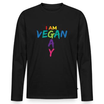 Je suis végétalien Gay Gay LGBT Vegan Bi - T-shirt manches longues Premium bio Homme - noir - Devant - Nico (187cm)