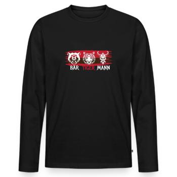Bär Tiger Mann Bart Bärtiger Mann - Männer Premium Bio Langarmshirt - Schwarz - Vorne - Nico (187cm)