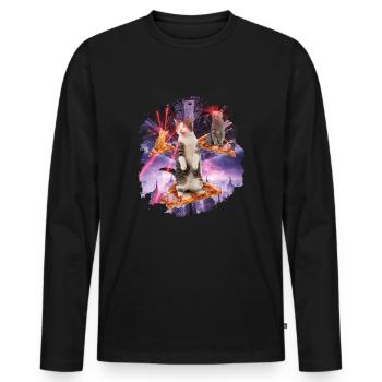 Laser cats pizza kitties cat space - Men's Premium Organic Long Sleeve Shirt - black - Front - Nico (187cm)