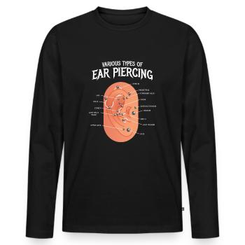 Various Types Of Ear Piercing Ohrring - Männer Premium Bio Langarmshirt - Schwarz - Vorne - Nico (187cm)