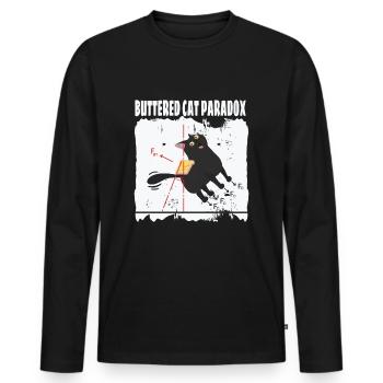 Buttered Cat Paradox Math Physics Cat - Men's Premium Organic Long Sleeve Shirt - black - Front - Nico (187cm)