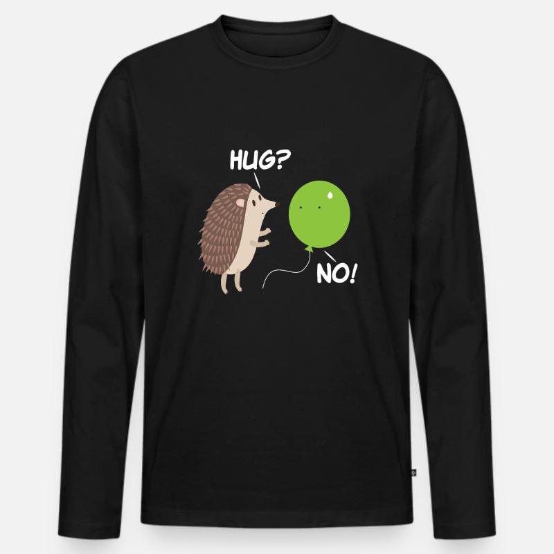 Igel Ballon Süß Niedlich Herbst - Männer Premium Bio Langarmshirt - Schwarz