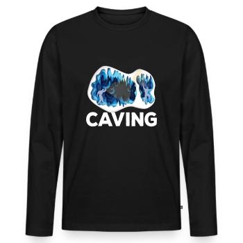 Caving Cave Höhle Höhlenforschung - Männer Premium Bio Langarmshirt - Schwarz - Vorne - Nico (187cm)
