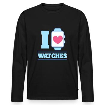 I Love Watches montre montre montre bracelet - T-shirt manches longues Premium bio Homme - noir - Devant - Nico (187cm)