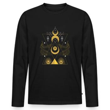 L’oeil égyptien de Ra pyramide d’Egypte - T-shirt manches longues Premium bio Homme - noir - Devant - Nico (187cm)