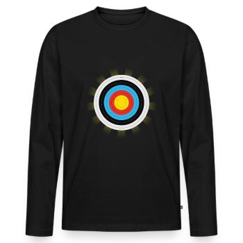 Cible Tir à l’arc Arc - T-shirt manches longues Premium bio Homme - noir - Devant - Nico (187cm)