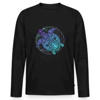 Turtles Mandala Diver Surfer - Men's Premium Organic Long Sleeve Shirt - black - Front - Nico (187cm)
