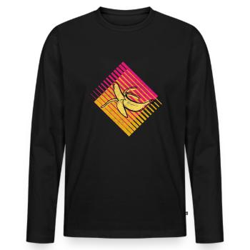Banane Rétro Fruits Fruits Fruits - T-shirt manches longues Premium bio Homme - noir - Devant - Nico (187cm)