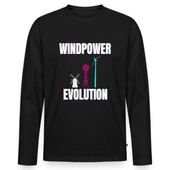 Wind power Evolution Wind power Wind power - Men's Premium Organic Long Sleeve Shirt - black - Front - Nico (187cm)