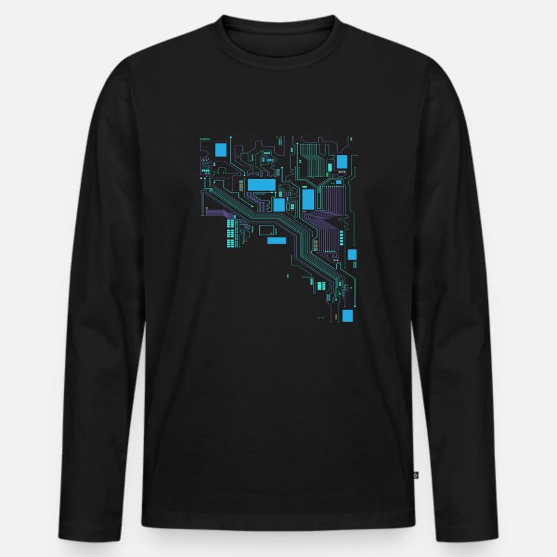 Computer Cpu Informatiker Hacker - Männer Premium Bio Langarmshirt - Schwarz