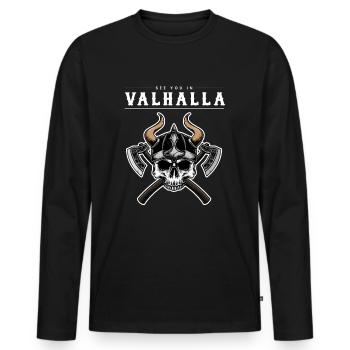 See You In Valhalla Viking Nordique - T-shirt manches longues Premium bio Homme - noir - Devant - Nico (187cm)