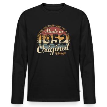 Vintage 1952 Vintage Retro Cadeau d’anniversaire - T-shirt manches longues Premium bio Homme - noir - Devant - Nico (187cm)