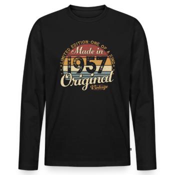 Vintage 1957 Vintage Retro Cadeau d’anniversaire - T-shirt manches longues Premium bio Homme - noir - Devant - Nico (187cm)