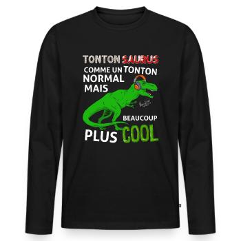 Tonton Cool Tonton Dinosaure Cadeau Homme - T-shirt manches longues Premium bio Homme - noir - Devant - Nico (187cm)