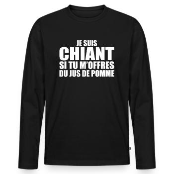 Man who loves Apple Juice. Funny Design Humor - Men's Premium Organic Long Sleeve Shirt - black - Front - Nico (187cm)