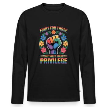 Fight For Those Without Your Privilege - Men's Premium Organic Long Sleeve Shirt - black - Front - Nico (187cm)