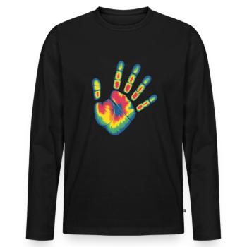Empreinte de main fascinante en image thermique - T-shirt manches longues Premium bio Homme - noir - Devant - Nico (187cm)