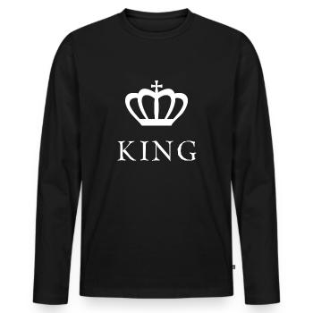 King - Men's Premium Organic Long Sleeve Shirt - black - Front - Nico (187cm)