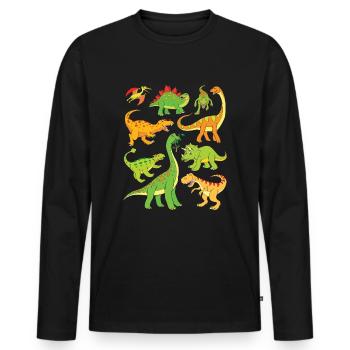 Dinosaur - Men's Premium Organic Long Sleeve Shirt - black - Front - Nico (187cm)