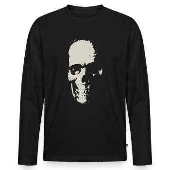 Crâne d'halloween à l'ombre - T-shirt manches longues Premium bio Homme - noir - Devant - Nico (187cm)