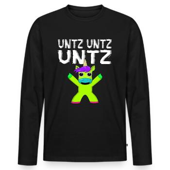 EDM Raver Techno Festival Einhorn Auf Dope Untz - Männer Premium Bio Langarmshirt - Schwarz - Vorne - Nico (187cm)