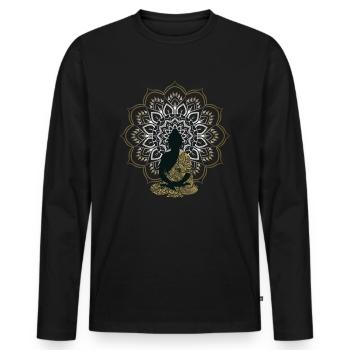 Bouddha Mandala Yoga Bouddhisme - T-shirt manches longues Premium bio Homme - noir - Devant - Nico (187cm)
