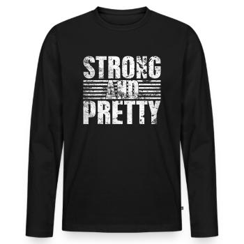 Strongman fort et joli bodybuilding - T-shirt manches longues Premium bio Homme - noir - Devant - Nico (187cm)