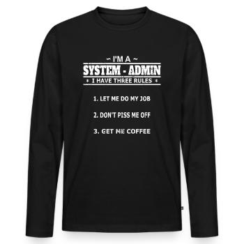 Administrateur système - 3 règles - T-shirt manches longues Premium bio Homme - noir - Devant - Nico (187cm)
