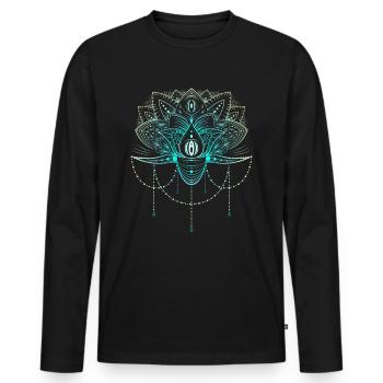 Mandala Yoga Lotus Flower - Cadeau pour homme - T-shirt manches longues Premium bio Homme - noir - Devant - Nico (187cm)