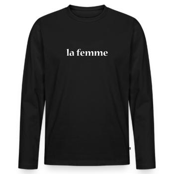 la femme - T-shirt manches longues Premium bio Homme - noir - Devant - Nico (187cm)