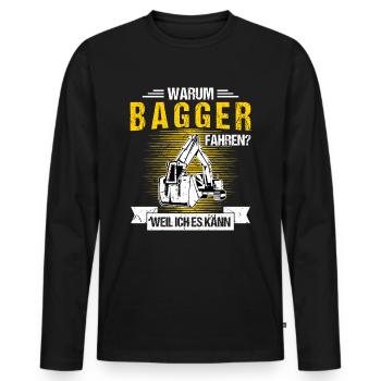Baggerfahrer Baugeräte Bagger Fahren Baustellen - Männer Premium Bio Langarmshirt - Schwarz - Vorne - Nico (187cm)